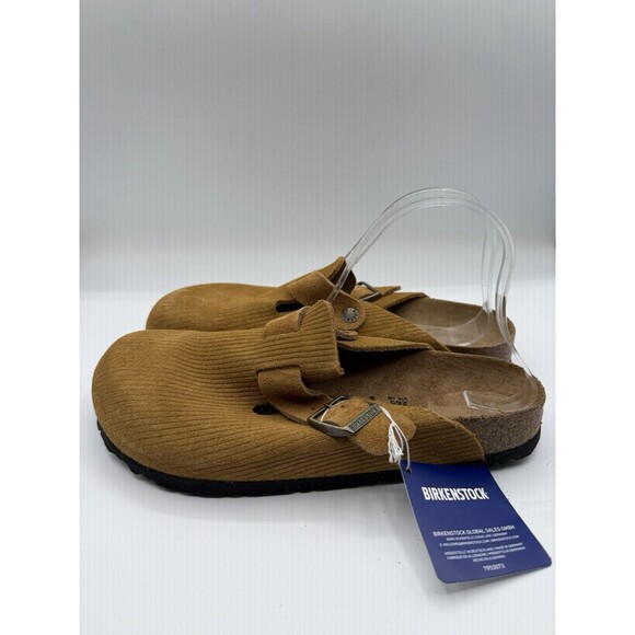 Birkenstock Clogs Boston Unisex Cork Brown Suede Embossed Casual EU 41 US 10 New - Picture 5 of 9